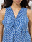Bombay Paisley Blue Stripes Printed Ruched Cotton Top