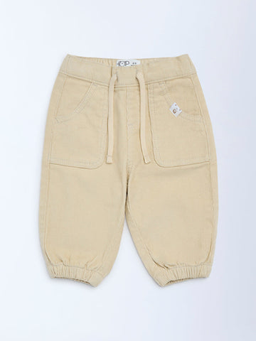 HOP Baby Beige Mid-Rise Corduroy Joggers