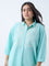 Diza Turquoise Floral Embroidered Cotton Tunic