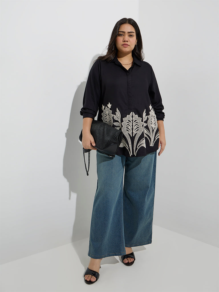 Gia Black Botanical Detailed Shirt