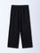 Gia Black Crinkle-textured High-Rise Cotton Pants