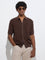 Ascot Brown Knit-Textured Relaxed-Fit Cotton-Blend Shirt