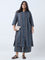Diza Blue Stripe Detailed A-Line Kurta