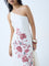 Bombay Paisley Off-White Floral Cotton One-Shoulder Dress