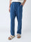 ETA Indigo Textured Relaxed-Fit Mid-Rise Cotton Trousers