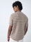 Ascot Brown Striped Relaxed-Fit Cotton T-Shirt