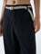 Bombay Paisley Black Solid Flared Pants with Belt