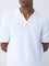 ETA White Knit-Textured Relaxed-Fit Cotton Polo T-Shirt