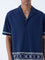 ETA Navy Embroidered Relaxed-Fit Cotton Shirt