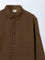ETA Dark Brown Crinkle-Textured Relaxed-Fit Cotton Shirt