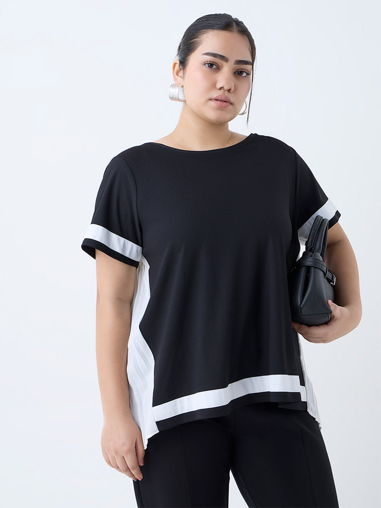 Gia Black Accordion Pleated Top