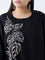 Diza Black Embroidered A-Line Kurti