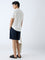 ETA Navy Solid Relaxed-Fit Mid-Rise Cotton Shorts