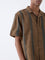 ETA Brown Embroidered Relaxed-Fit Cotton Shirt