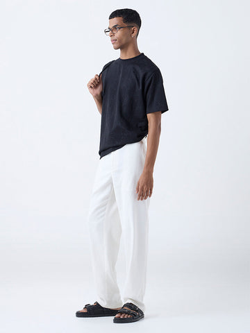 ETA Black Botanical Design Relaxed-Fit T-Shirt