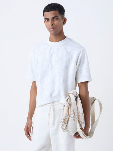 ETA White Botanical Design Relaxed-Fit T-Shirt