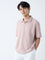 ETA Light Pink Self Relaxed-Fit Cotton-Blend Polo T-Shirt