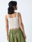 Bombay Paisley Off-White Crochet-Knitted Cotton Top