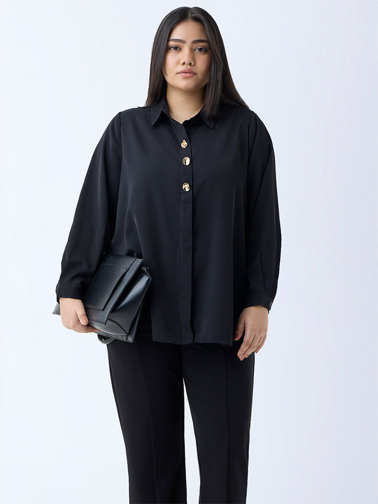 Gia Black Solid Blouse