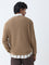 Ascot Taupe Knit-Textured Relaxed-Fit Cotton Sweater