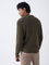 Ascot Olive Knit-Textured Relaxed-Fit Cotton Polo Sweater