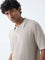 Ascot Beige Textured Relaxed-Fit Cotton-Blend Polo T-Shirt