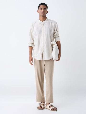 ETA Cream Striped Relaxed-Fit Cotton Shirt