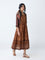 Bombay Paisley Brown Floral Cotton Tiered Dress with Jacket