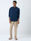 ETA Navy Solid Relaxed-Fit Cotton Shirt