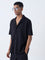 ETA Black Textured Relaxed-Fit Cotton-Blend Shirt