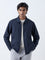Ascot Navy Solid Relaxed-Fit Jacket