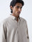 Ascot Beige Self-Striped Relaxed-Fit Cotton-Blend Shirt