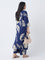 Diza Indigo Floral Printed A-Line Kurta