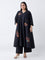 Diza Black Floral Embroidered Anarkali Kurta