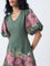 Bombay Paisley Sage Floral Printed Cotton A-Line Dress