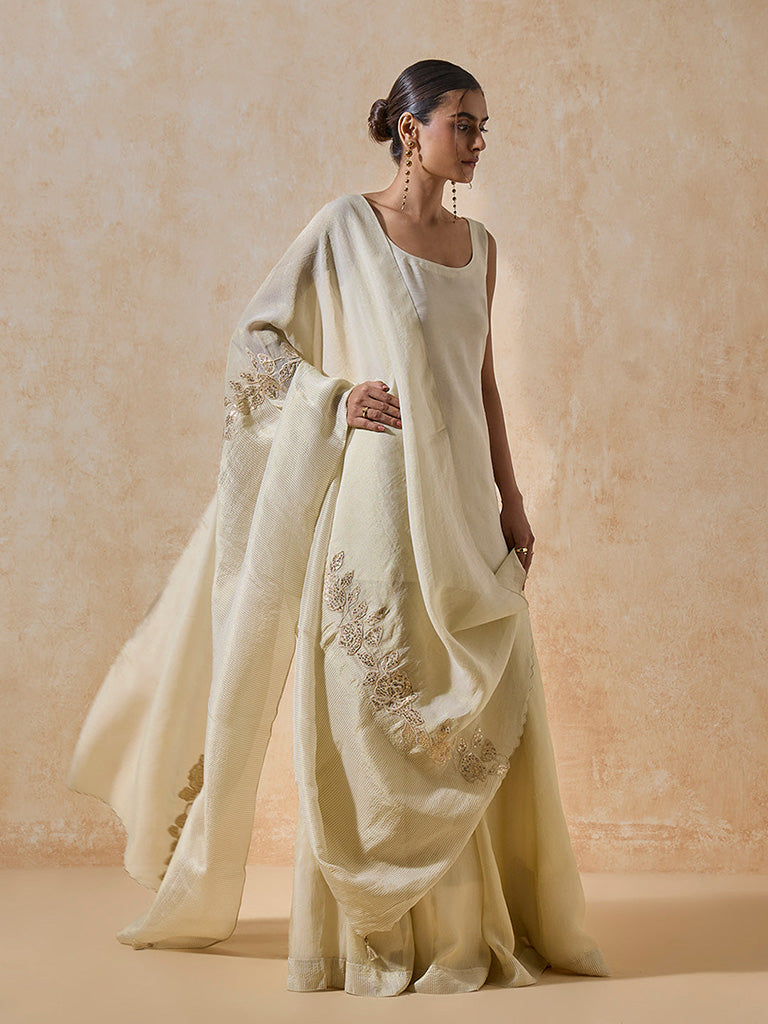 Embroidered Off-White Dupatta