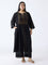Diza Black Printed Straight Cotton Kurta