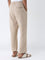 ETA Taupe Solid Relaxed-Fit Mid-Rise Cotton-Blend Chinos