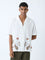 ETA White Floral Embroidered Relaxed-Fit Cotton Shirt