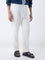 ETA White Textured Relaxed-Fit Mid-Rise Cotton Chinos