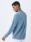 ETA Dusty Blue Textured Relaxed-Fit Cotton Sweater