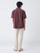 ETA Burgundy Embroidered Relaxed-Fit Cotton Shirt