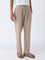 ETA Taupe Textured Relaxed-Fit Mid-Rise Cotton-Blend Pants