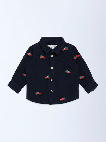 HOP Baby Navy Embroidered Corduroy Shirt