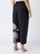Diza Black Floral Design Ethnic Pants