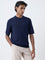 Ascot Navy Cable-Knit Relaxed-Fit Cotton T-Shirt