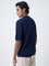 Ascot Navy Cable-Knit Relaxed-Fit Cotton T-Shirt