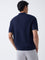 Ascot Navy Relaxed-Fit Cotton-Blend Quarter-Zip Polo T-Shirt