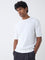 Ascot White Cable Knit Relaxed-Fit Cotton T-Shirt