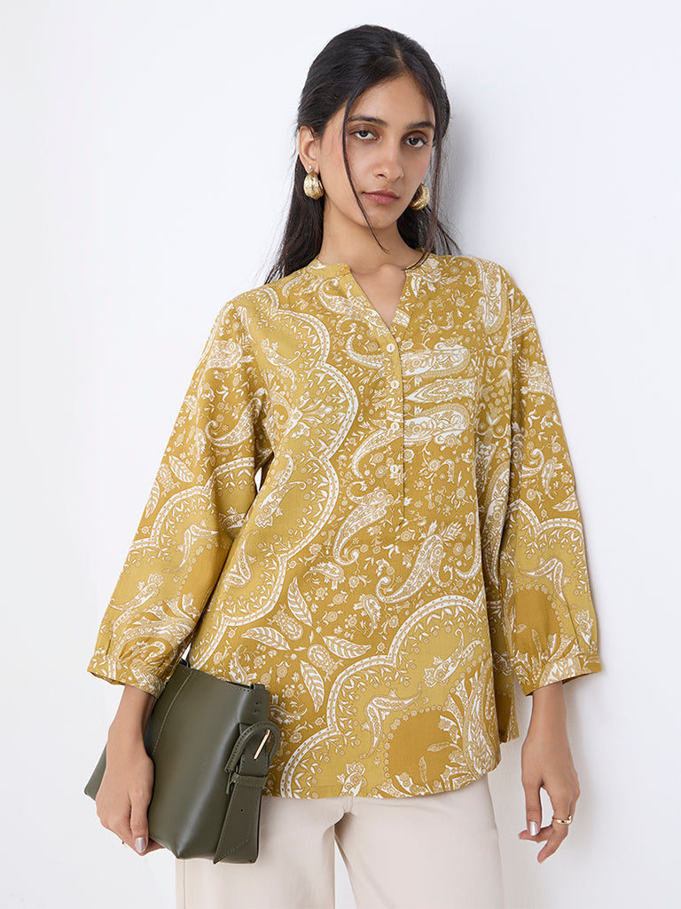 Utsa Mustard Paisley Design Tunic